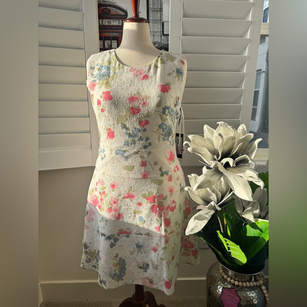 Karl Lagerfeld. Size 12. Floral Midi Dress - Pink, Blue, Green